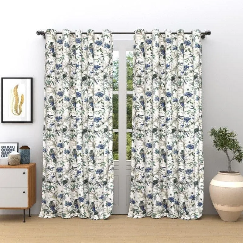 Koel Charm Curtain (Blue) - Set Of Two media 1