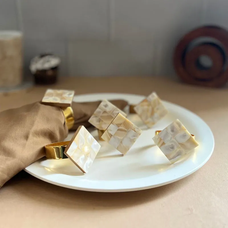 Asher Diamond Handcrafted Mother Of Pearl Napkin Ring - Set Of Six media 3