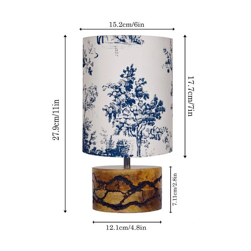 NordicNest Elegant Desk Wooden Table Lamp - Blue,White media 7