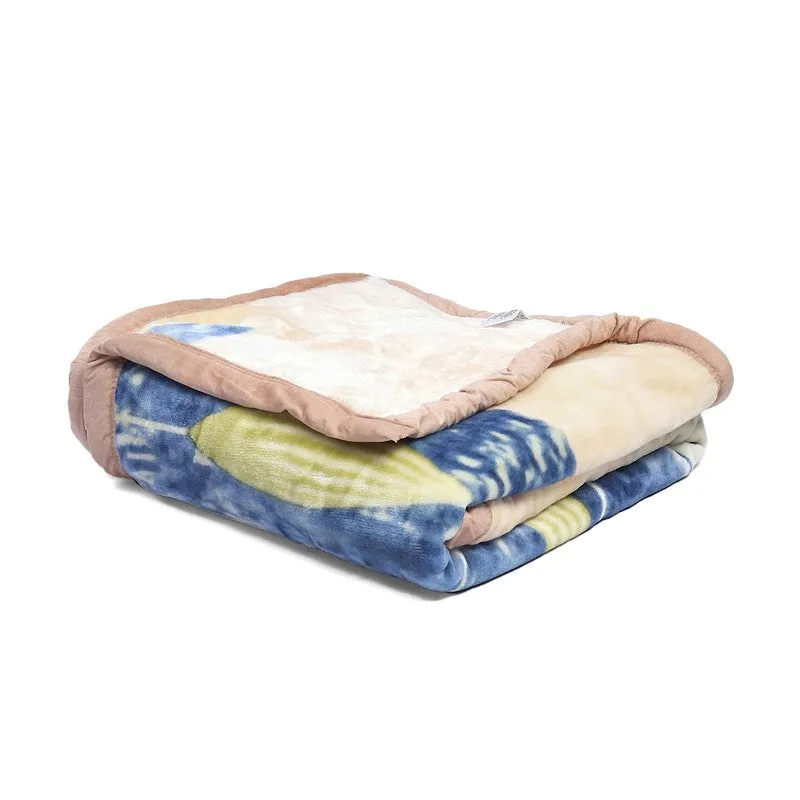 Monte Carlo Blossom Bliss Blanket (Blue,Beige)- 500 GSM media 5