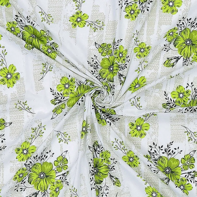 Monte Carlo Bloom Bliss I Cotton Bedsheet (Green,White) - 104 TC media 9