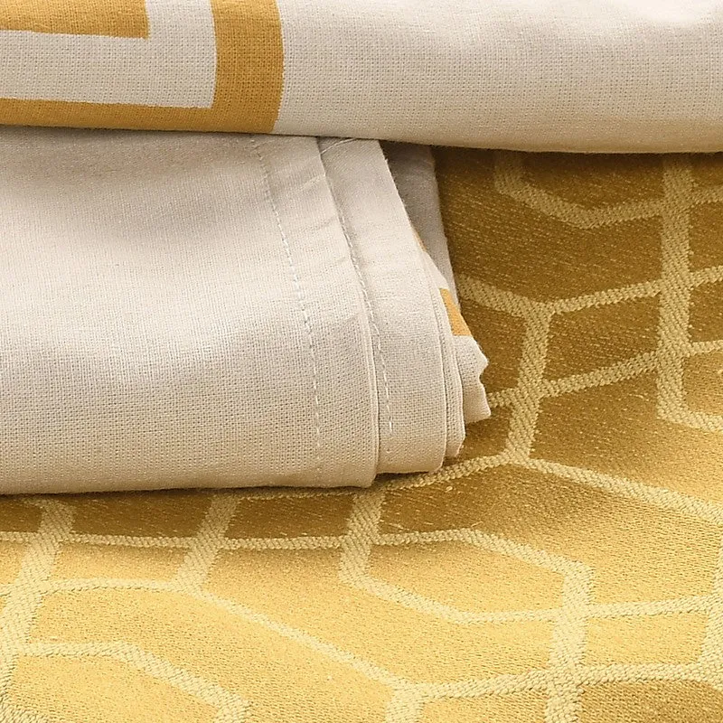 Grid Grace Cotton Bedsheet (Yellow) - 150 TC media 5