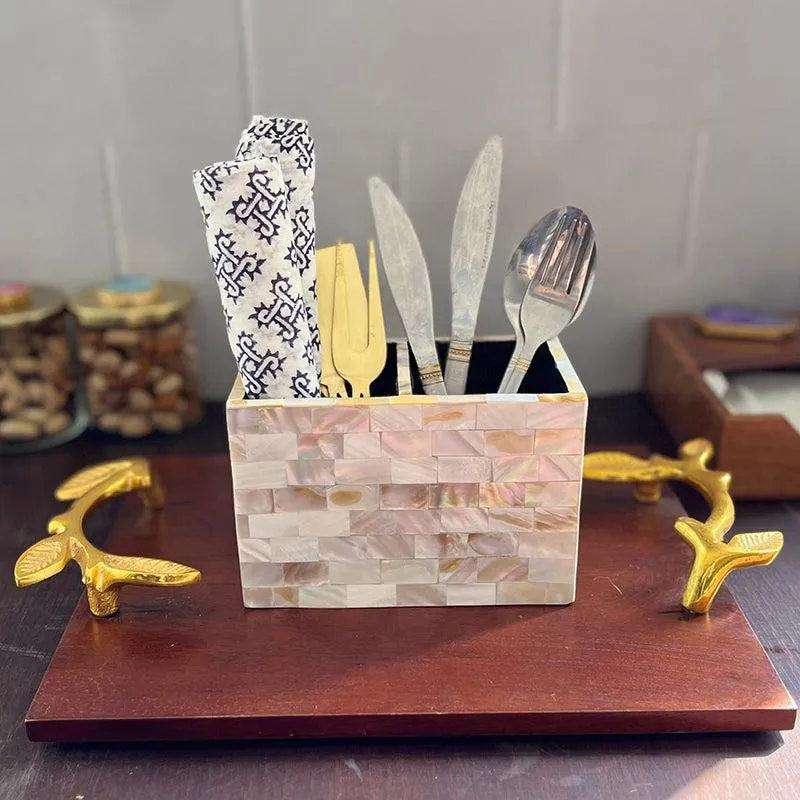Nacre Nest Mother Of Pearl Cutlery Stand media 3