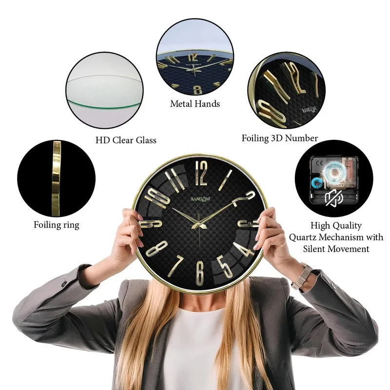 Elite Prestige Hourface Plastic Clock - Black & Gold media 7