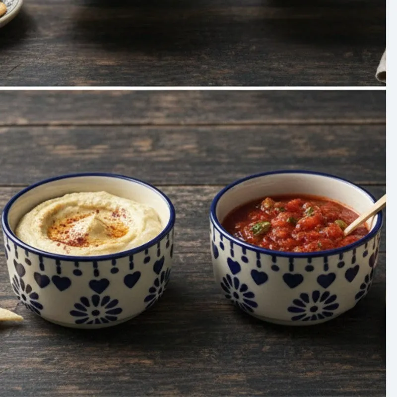 UrbanSip Ceramic Dip Bowls (Blue,White ,40 mL Each) - Set Of Two media 3