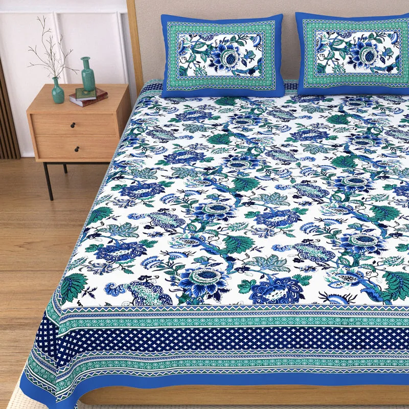 Dreamy Azure Cotton Bedsheet - 144 TC media 4