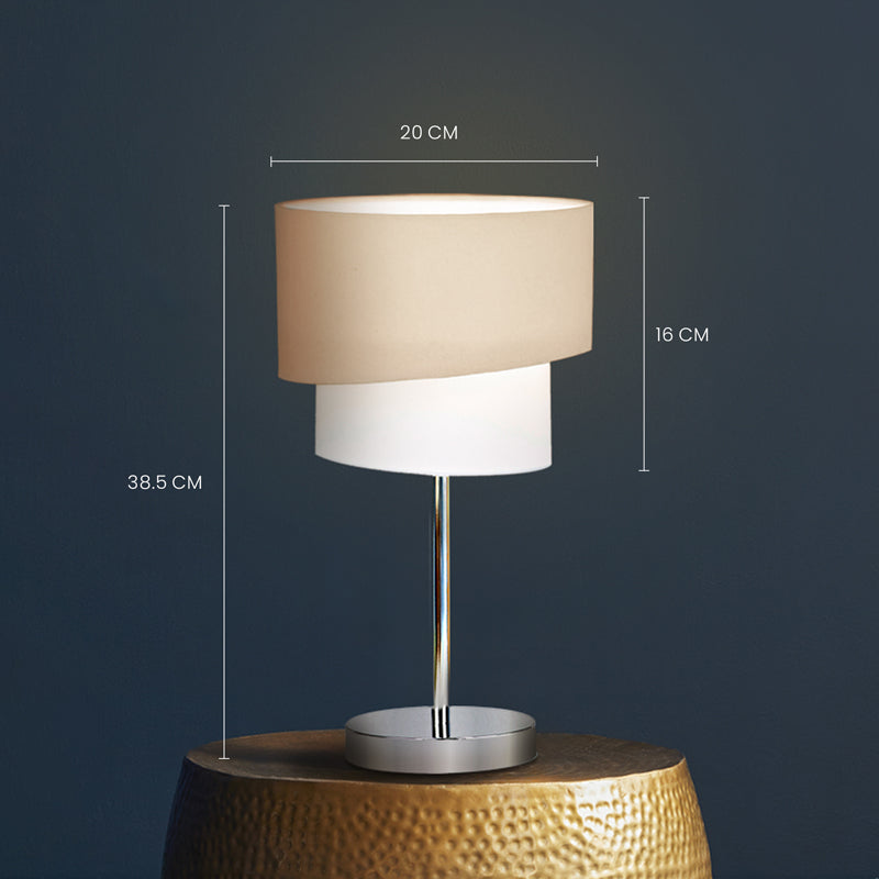 Stellar Lady Metal LED Fabric Table Lamp - Ivory,Beige media 5