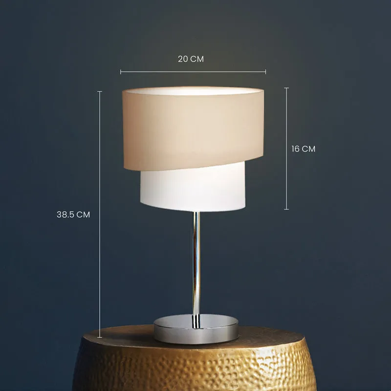 Stellar Lady Metal LED Fabric Table Lamp - Ivory,Beige media 5