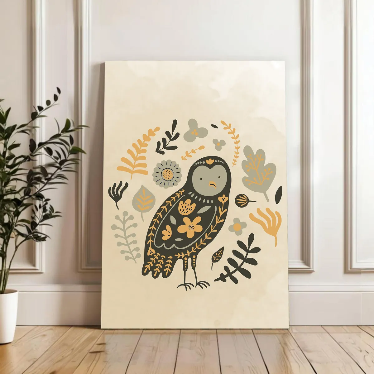 Owl Cotton Canvas Wall Painting media 4