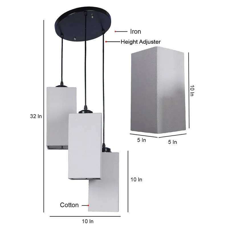 Warm Ivory Triple Metal Ceiling Lamp - Grey media 9