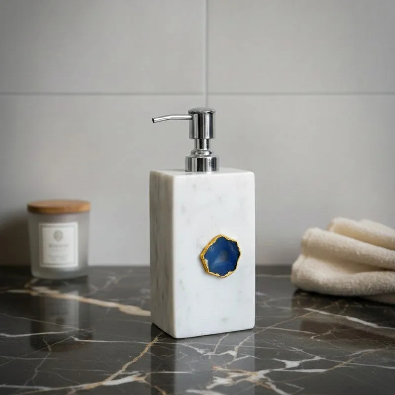 Kade Handcrafted Agate & Marble Soap Dispenser - Blue media 2