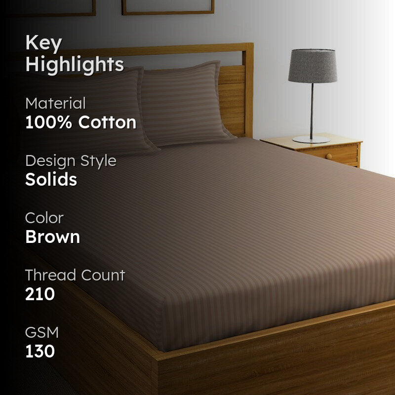 Lexi Stripes Cotton Bedsheet (Brown) - 210 TC media 2