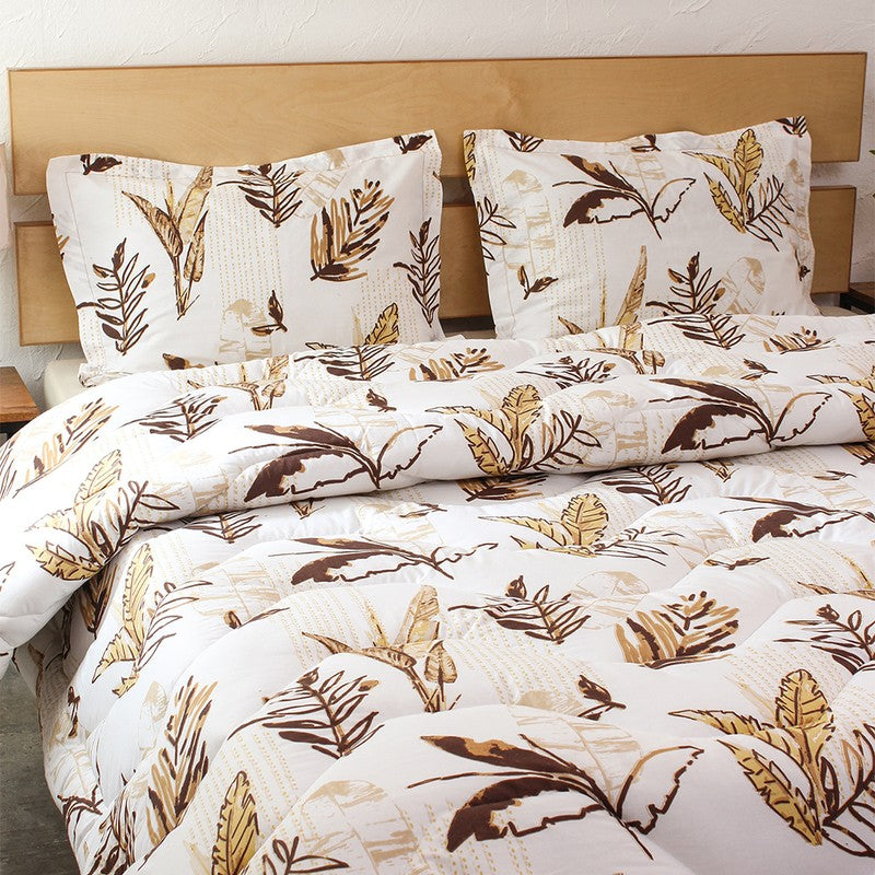 Neutral Leaf Cotton Comforter - 350 GSM media 4