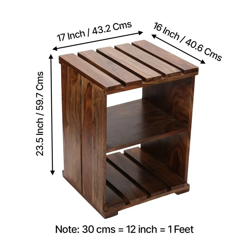 Yverix Sheesham Wooden Side & Bedside Table - Brown media 11
