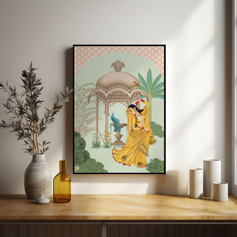Bahar-e-Tanz Framed Mughal Canvas Wall Painting media 5