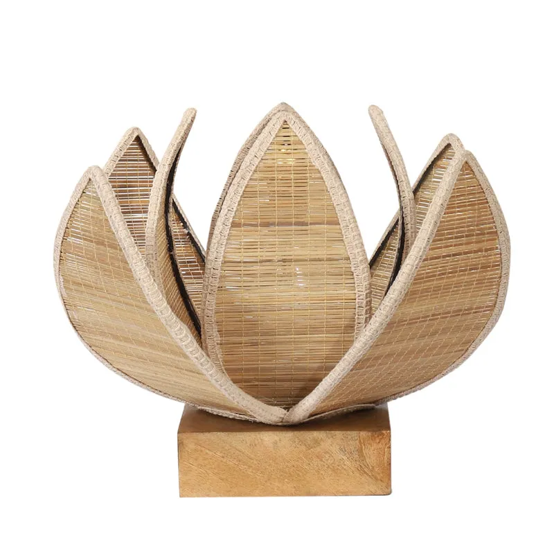 Wovara Bamboo Rose Edge Table Lamp - Beige media 6