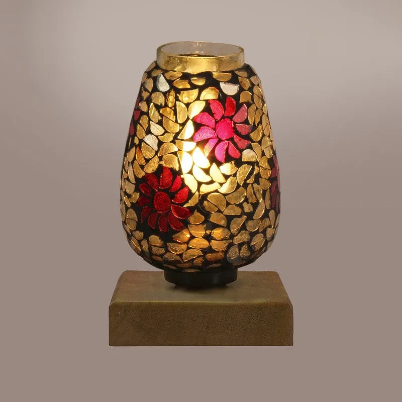 Glowfrost Mosaic Glass Table Lamp With Wooden Base - Multicolor media 8