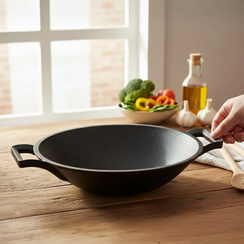 Wokline Cast Iron Shallow Kadhai - 2000 mL media 1