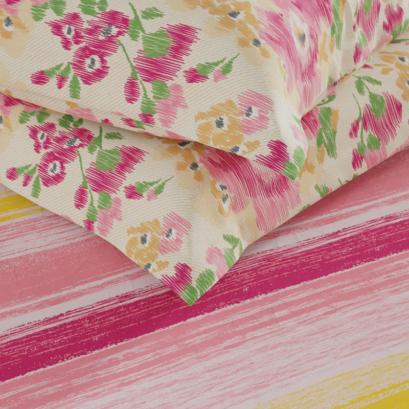 Stripes & Petals Fitted Microfiber Microfiber Bedsheet - 135 GSM media 5
