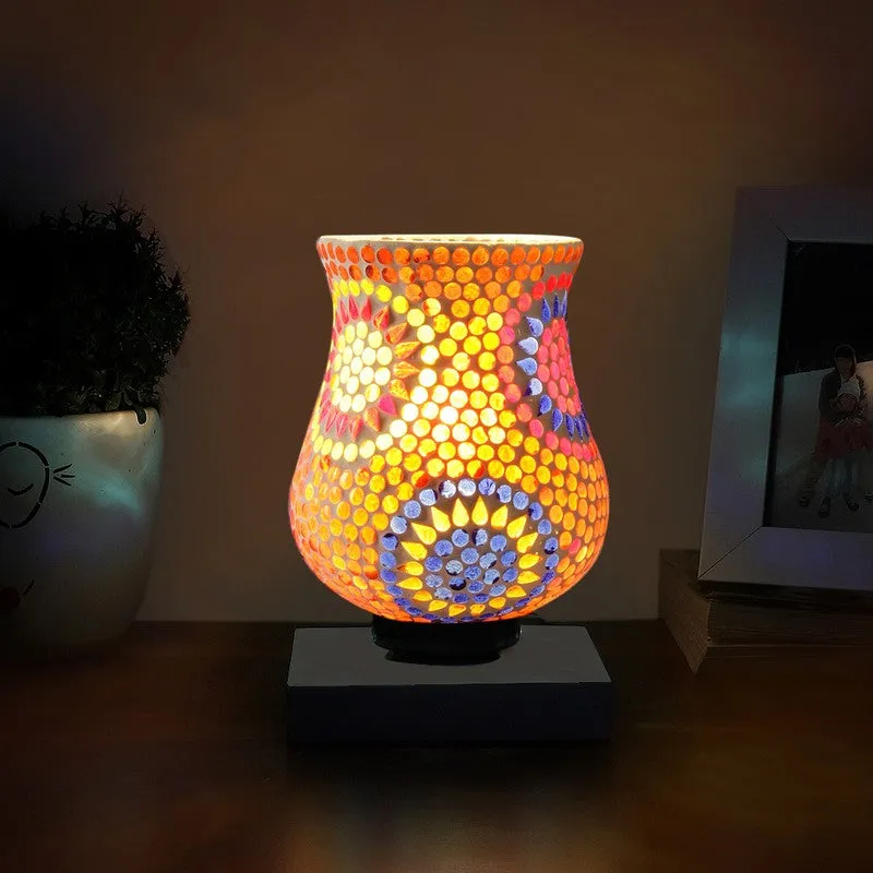 Luminexia Mosaic Glass Table Lamp With Wooden Base - Multicolor media 3