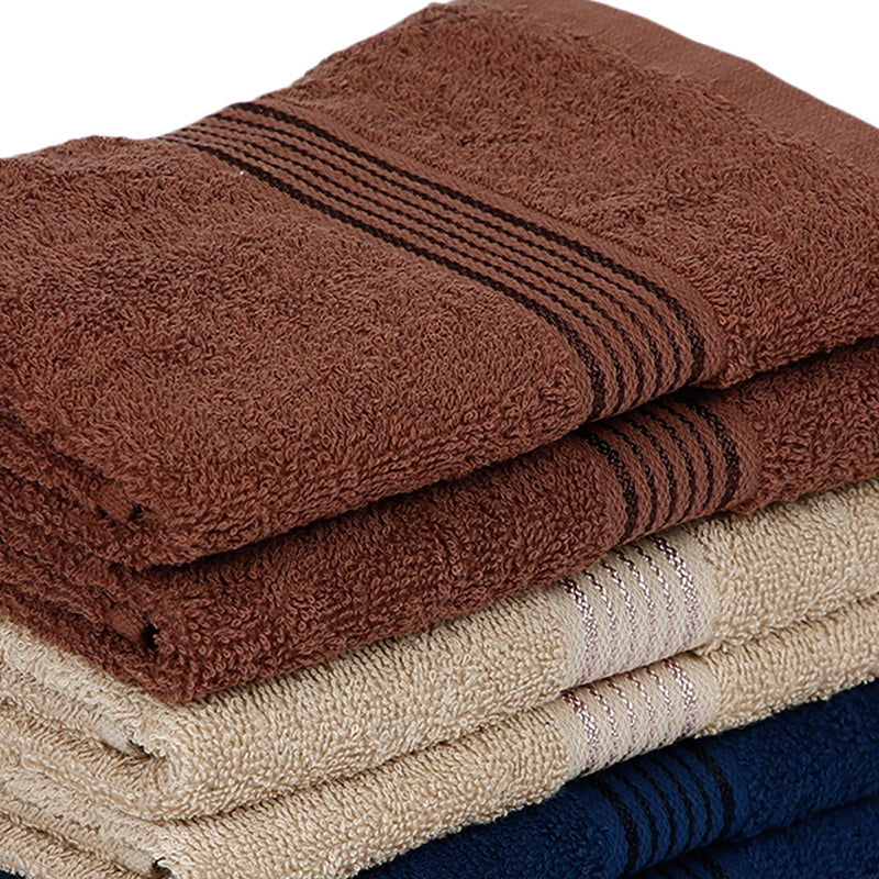 Pluma Cotton Hand & Face Towel (Brown,Beige & Navy Blue) - Set Of Six media 5
