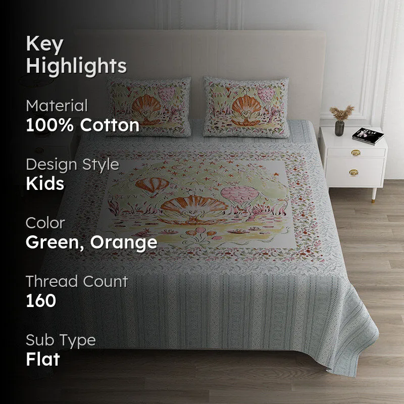 Sonora Kids Cotton Bedsheet (Orange) - 160 TC media 2