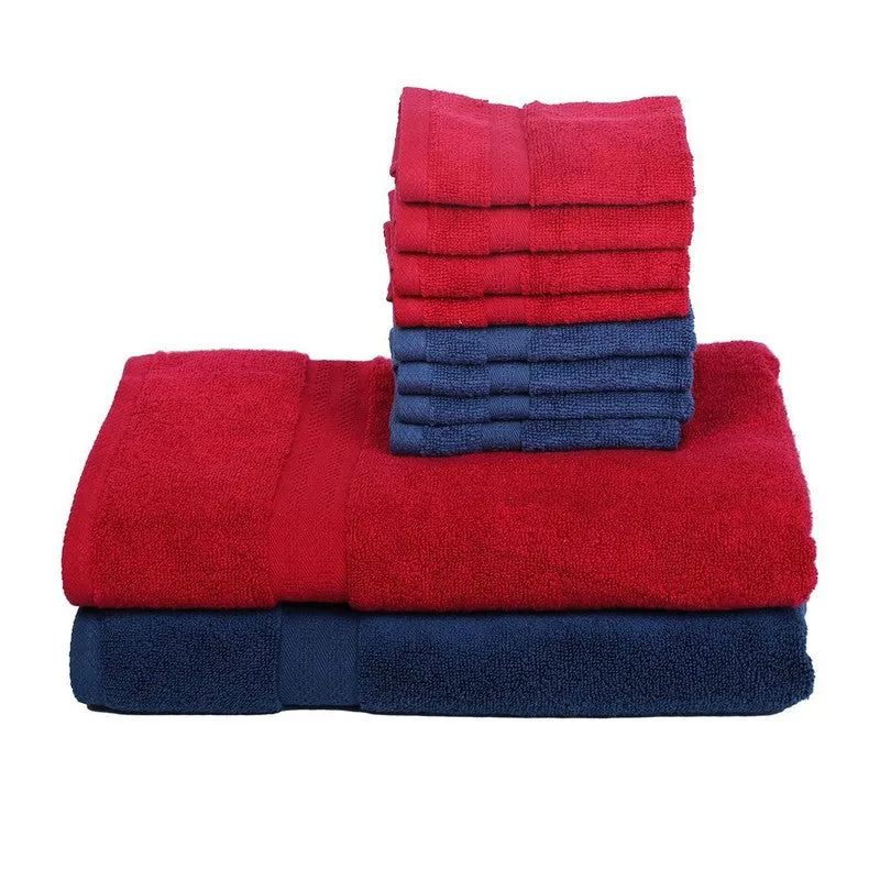 Elysian Solids Towel Set (Red, Blue) - Ten Piece Set media 7