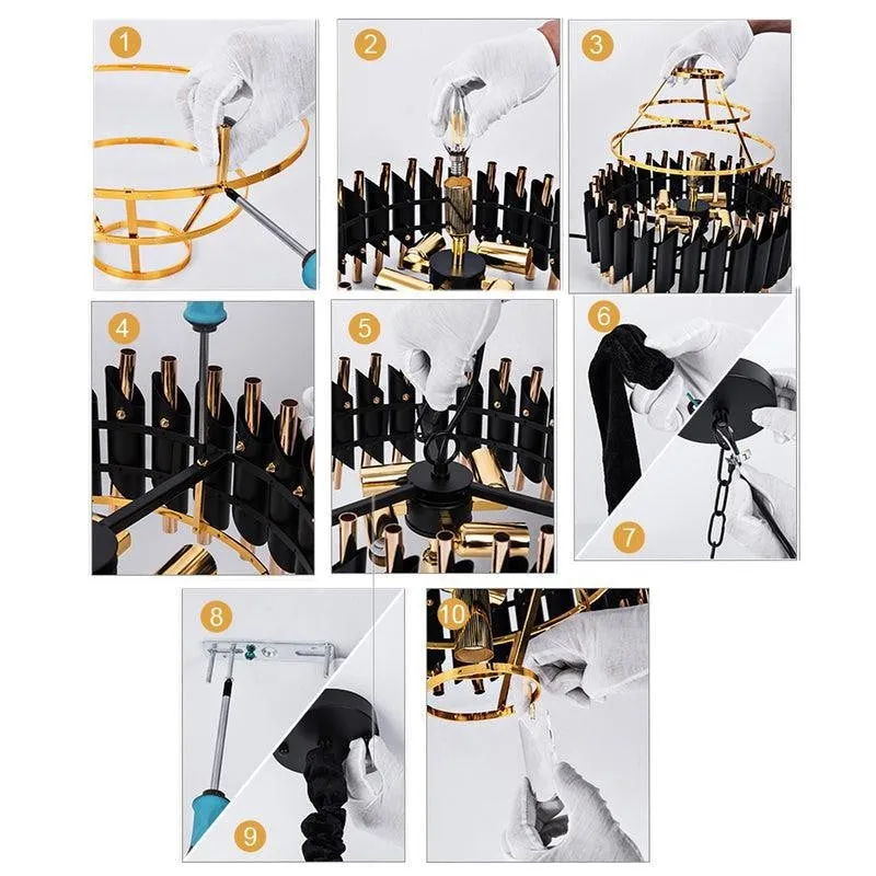 Versailles Crystal Metal Chandelier - Black media 5