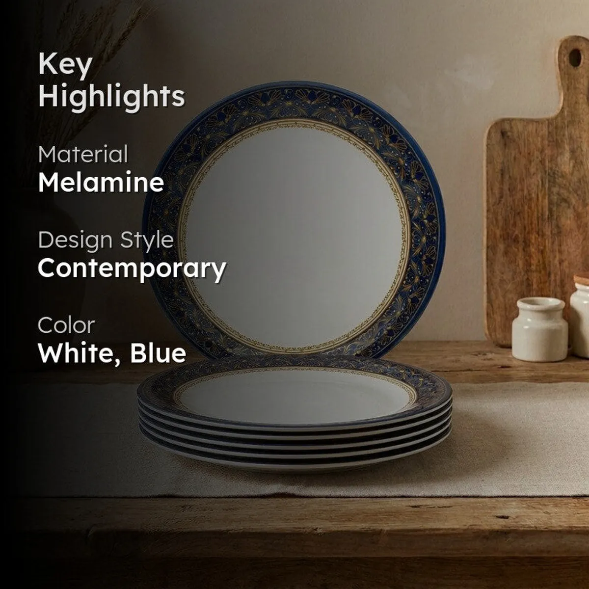 Oprah Melamine Quarter Plates - Set of Six - 2