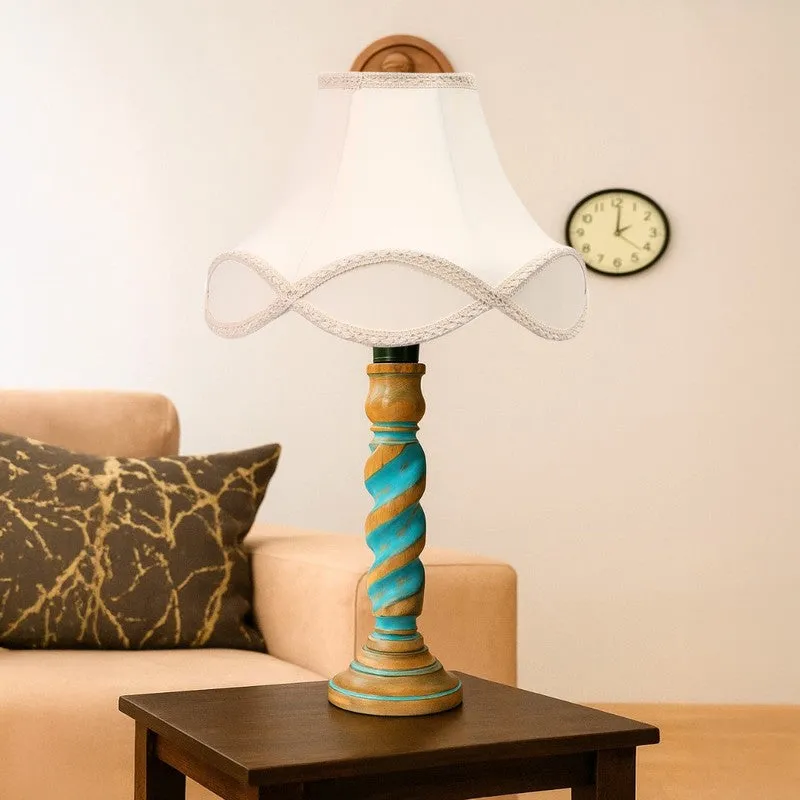 Elara Oria Wooden Table Lamp - OffWhite media 4