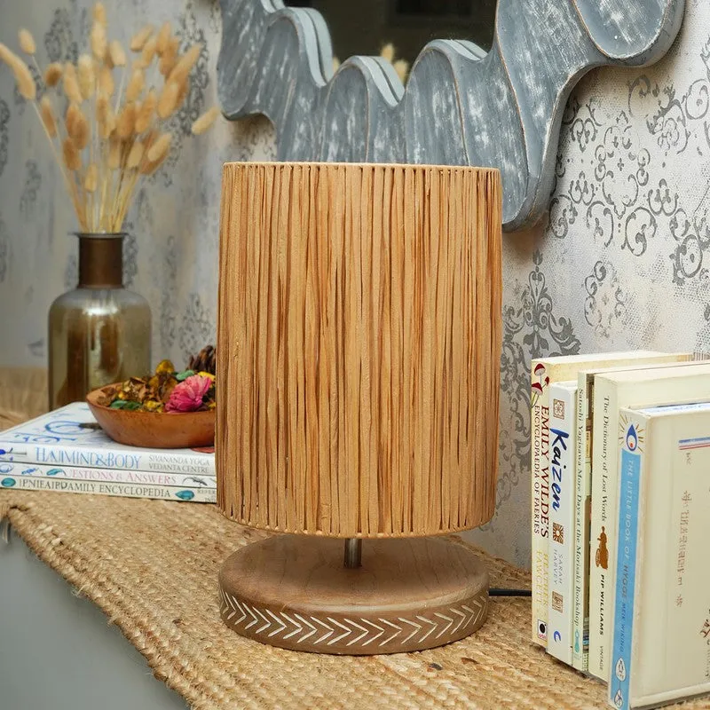 Slatwood Cotton Table Lamp - Brown media 3