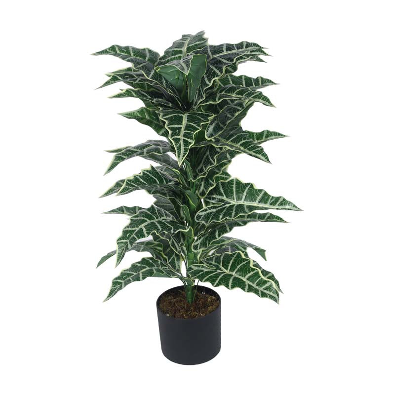 Faux Lush Happy Philo Plant With Black Plastic Pot (Dark Green) - 2.8 Feet media 4