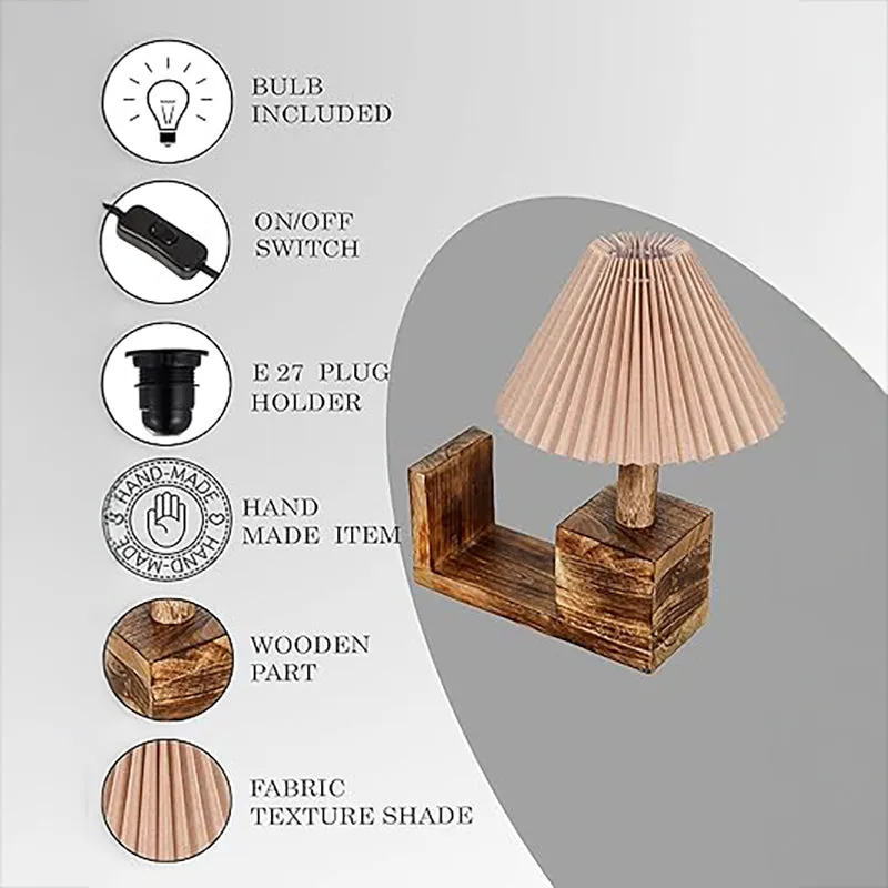 Sentry Pleated Fabric Table Lamp - Peach,Brown media 4
