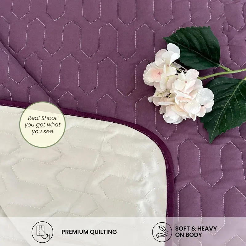 Urban Space Quilted Reversible Comforter (Plum, Pearl) - 200 GSM media 6