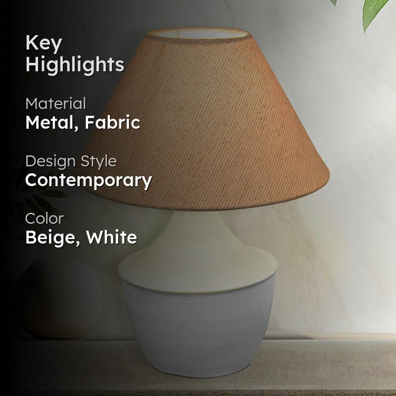 Obliqe Metal Table Lamp - Beige,White media 2