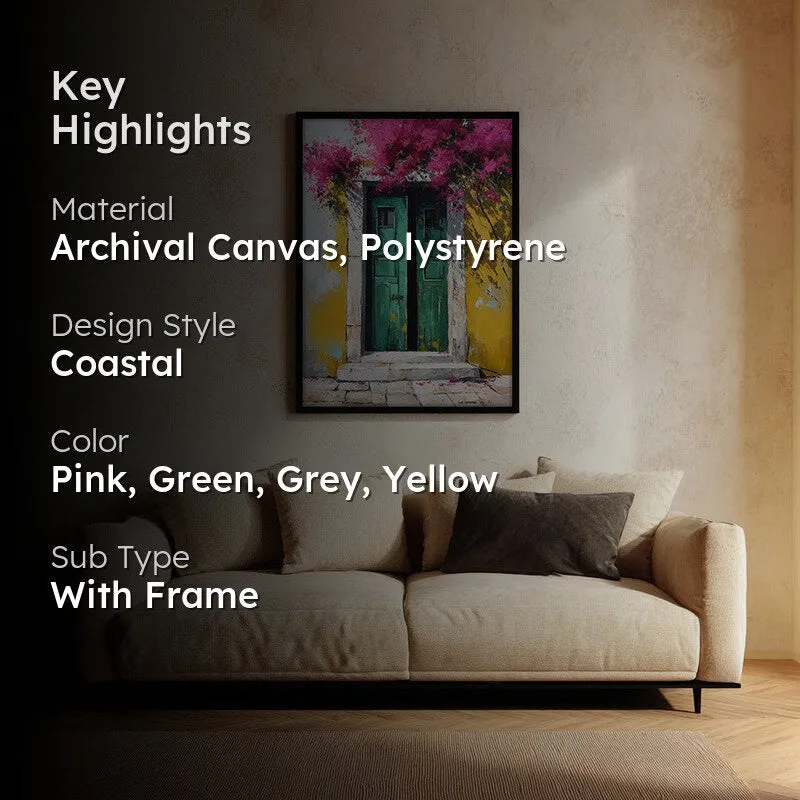 Bougainvillea Bliss Canvas Wall Painting - Black Frame media 2