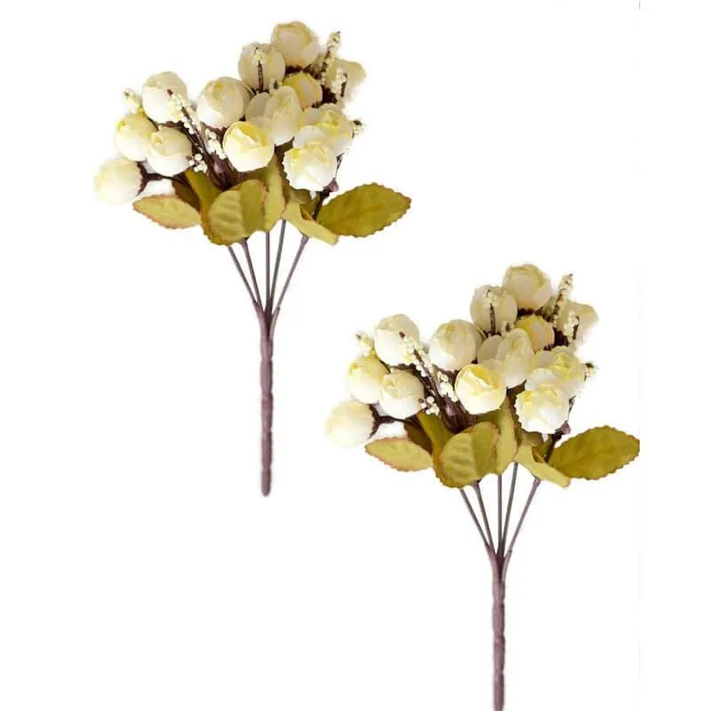 Faux Rose Floral Stick - Ivory media 4