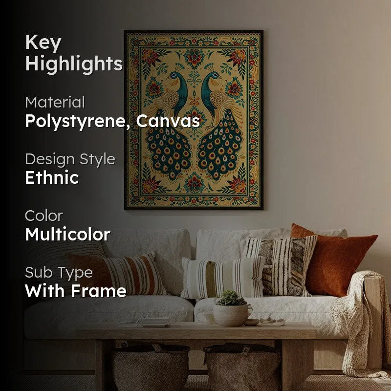 Mayura Folk Art Canvas Wall Painting With Black Frame media 2