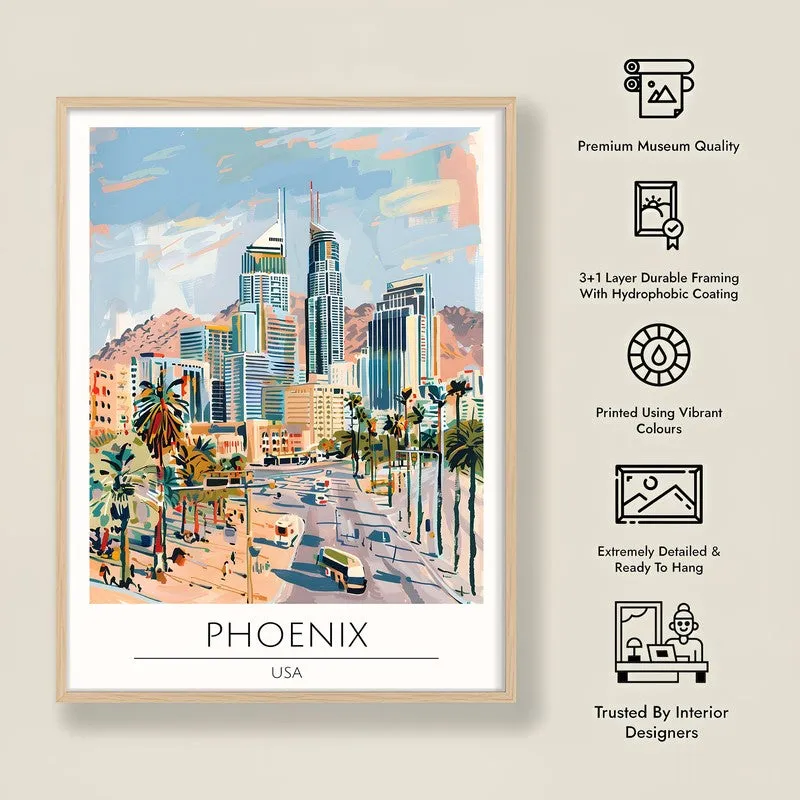 Vintage Phoenix Framed Canvas Archival Canvas Wall Painting - Natural Brown Frame media 8