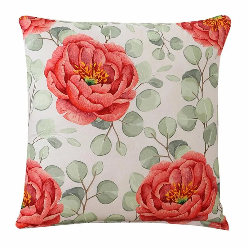 Peony Field Printed Cotton Cushion Cover - Set Of Two media 3