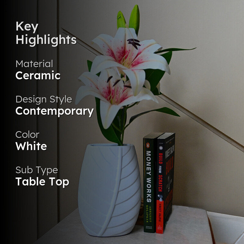 Emira Ceramic Vase - White media 2