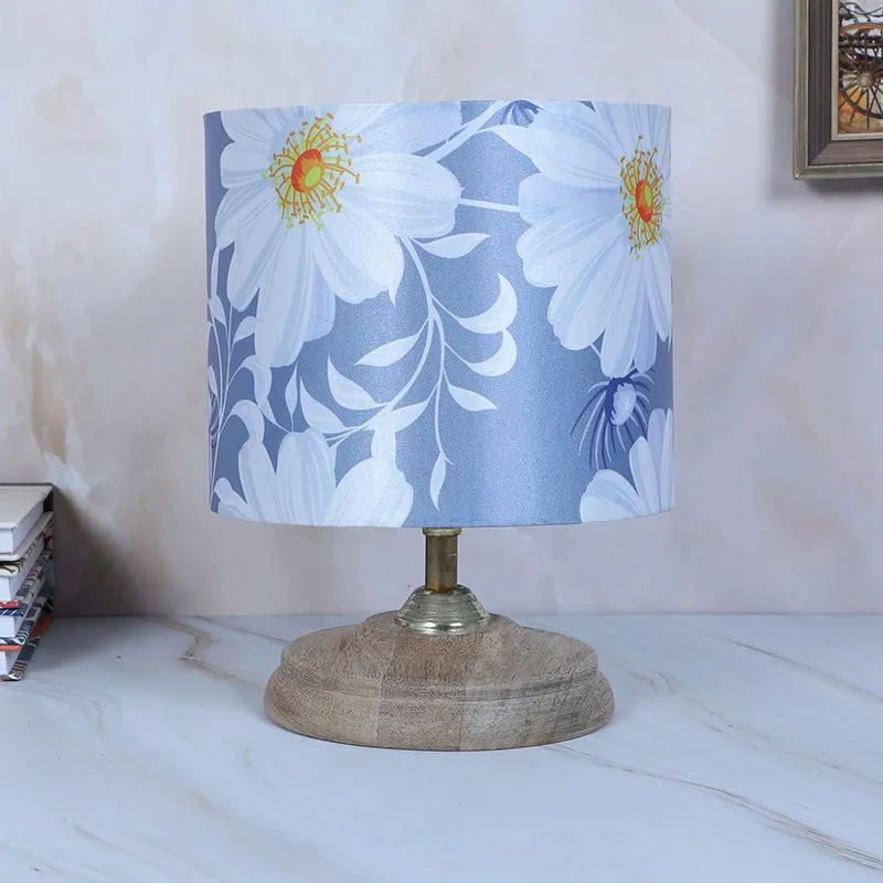Daisy Blooms Pebble Printed Mango Wood Table Lamp - White,Blue,Brown media 3