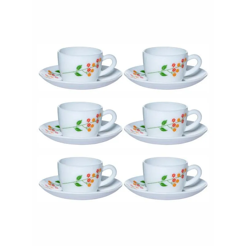 Cello Flowery Max Mug Cup & Saucer (130 ML) - Twelve Piece Set media 3