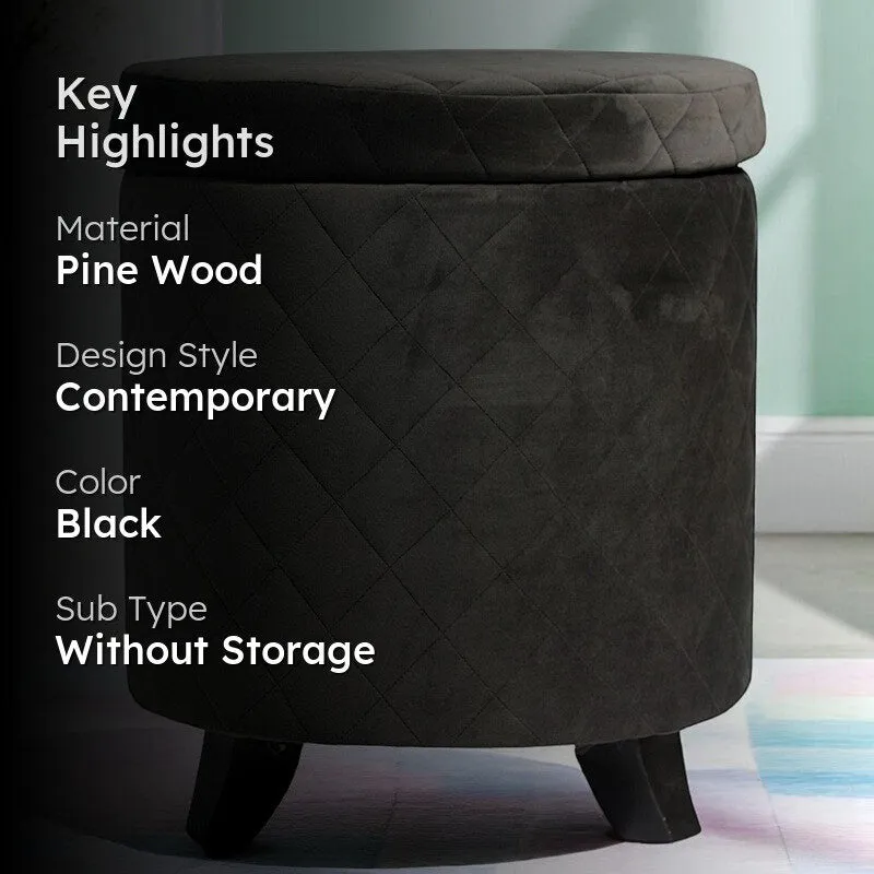 Grixon Pine Wood Ottomans - Black media 2