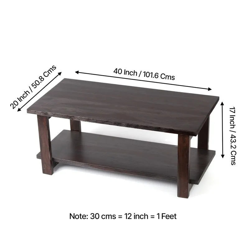 Xynex Sheesham Wooden Center Table - Dark Brown media 12