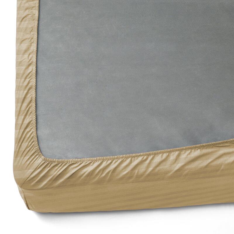Adalyn Striped Cotton Bedsheet (Beige) - 210 TC media 5