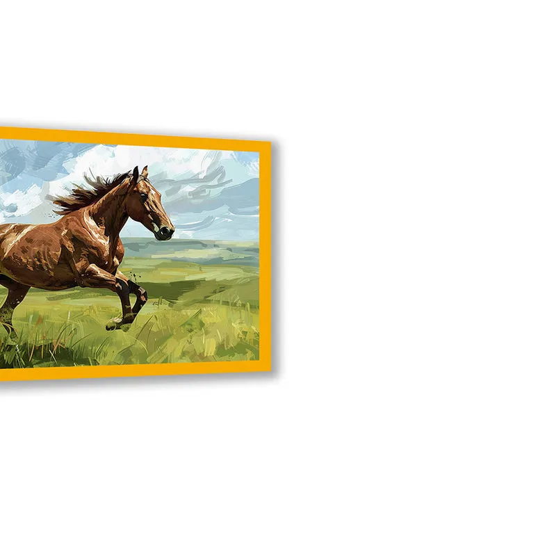 Galloping Roan Stallion Wall Art with Gold Frame media 6