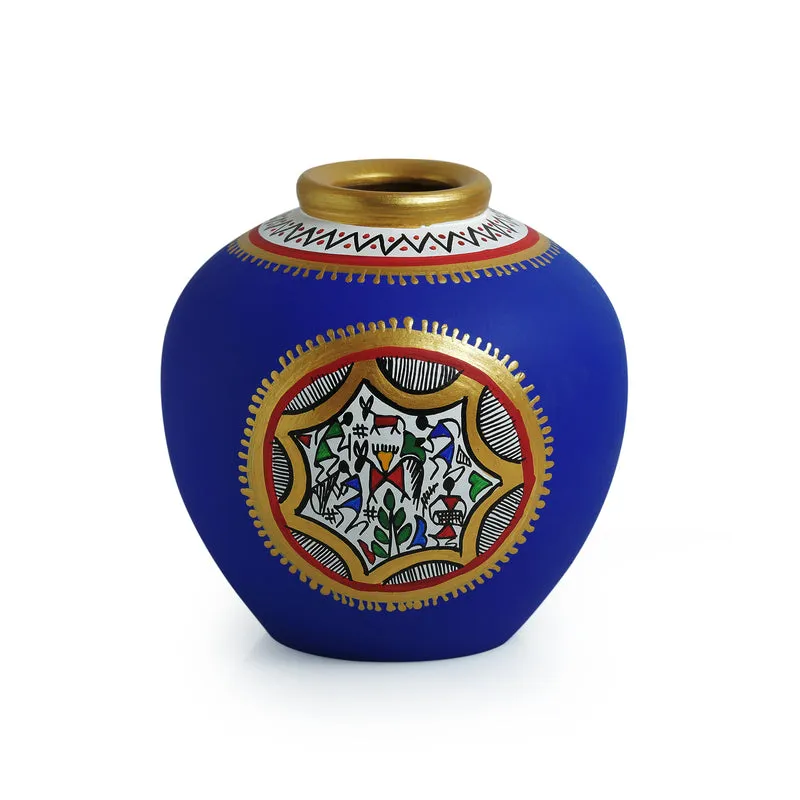 Madhuvan Handpainted Vase - Blue media 3