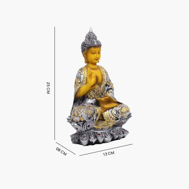 Solace Buddha Polyresin Idol (10 inches) - Silver media 6