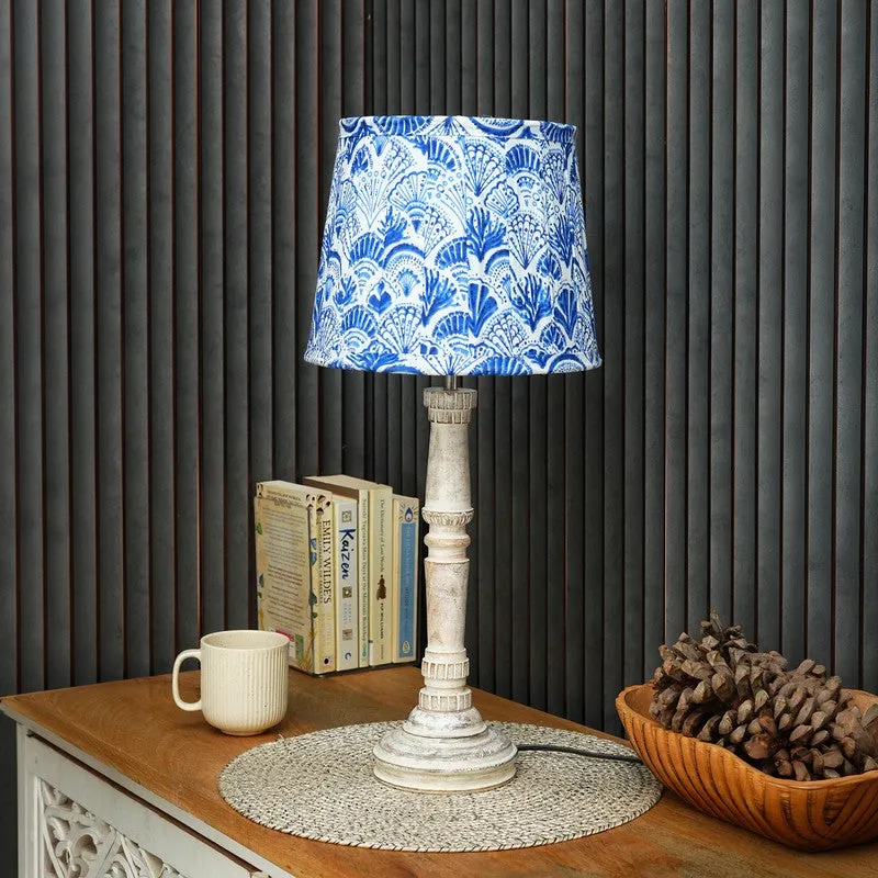 Azure Reef Wooden Base Cotton Table Lamp - Blue media 3